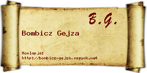 Bombicz Gejza névjegykártya
